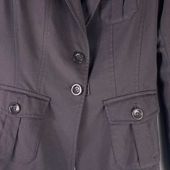 Express Blazer Jacket Size 12 Two Button Black Single Breasted Wool Blend - Picture 4 of 16